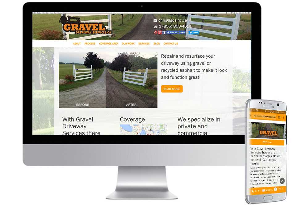 Gravel Driveway Services, Web Design, Mobile Web Site, Barrie, Toronto