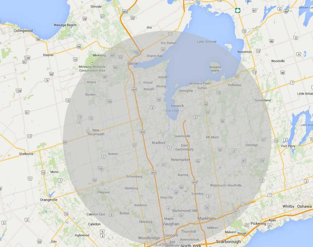 Local Web Developers DS Digital Media Barrie - Coverage Map